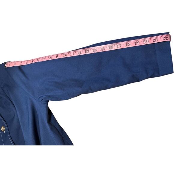 Vintage 60s 70s Collarless Car Coat Contrasting Stitch Sz M Blue White Cosplay - Picture 14 of 14